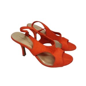 Predictions Women's Faux Suede Slingback Orange Heeled Sandals Size 9.5